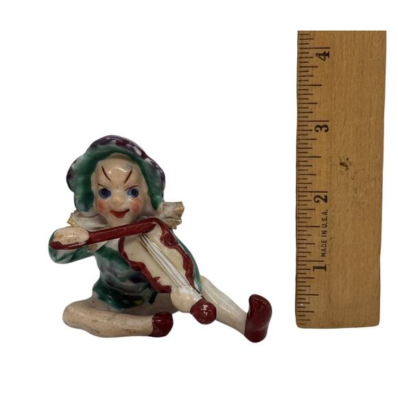 Vintage Whimsical Ceramic Jester Pixie Elf Figure Playing Violin Occupied Japan - Picture 12 of 16